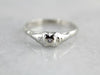 Smooth Vintage Diamond Engagement Ring in White Gold