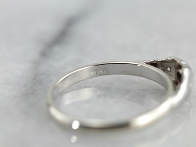 Smooth Vintage Diamond Engagement Ring in White Gold