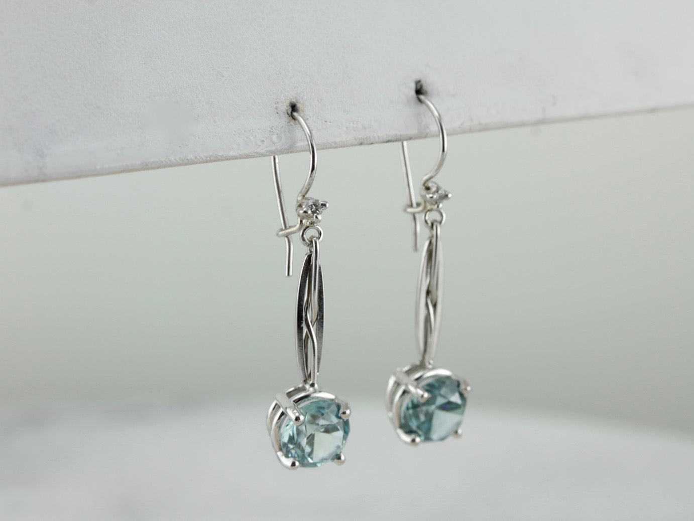 Blue Zircon Drop Earrings Made with Vintage Components