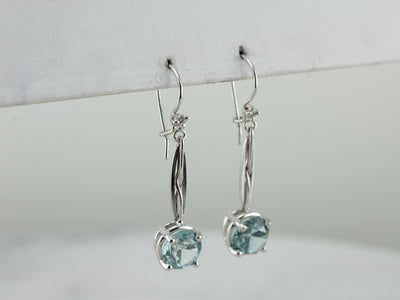 Blue Zircon Drop Earrings Made with Vintage Components