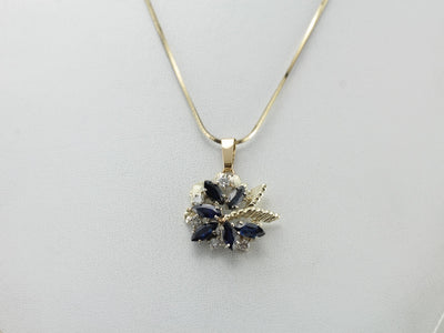 Ornate Sapphire and Diamond Pendant, Intensely Blue, Sparkling Cocktail Pendant