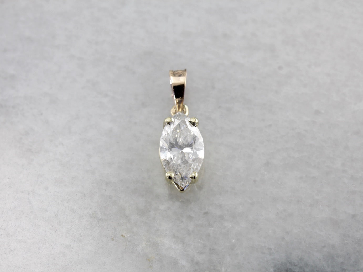 Bright Marquise Cut Diamond Pendant, Large Solitaire Diamond Drop