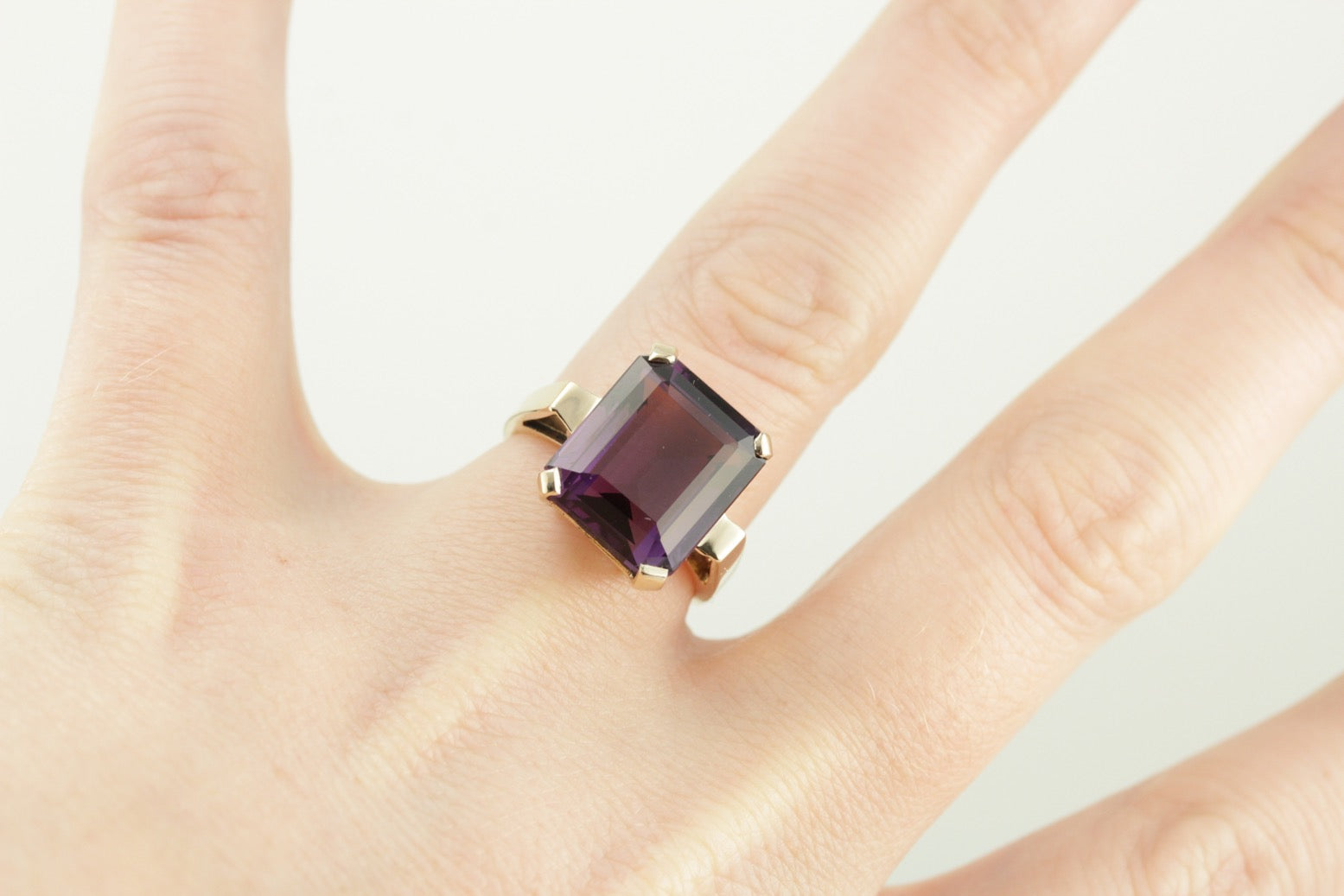 Mid Century Modern Amethyst Statement Ring
