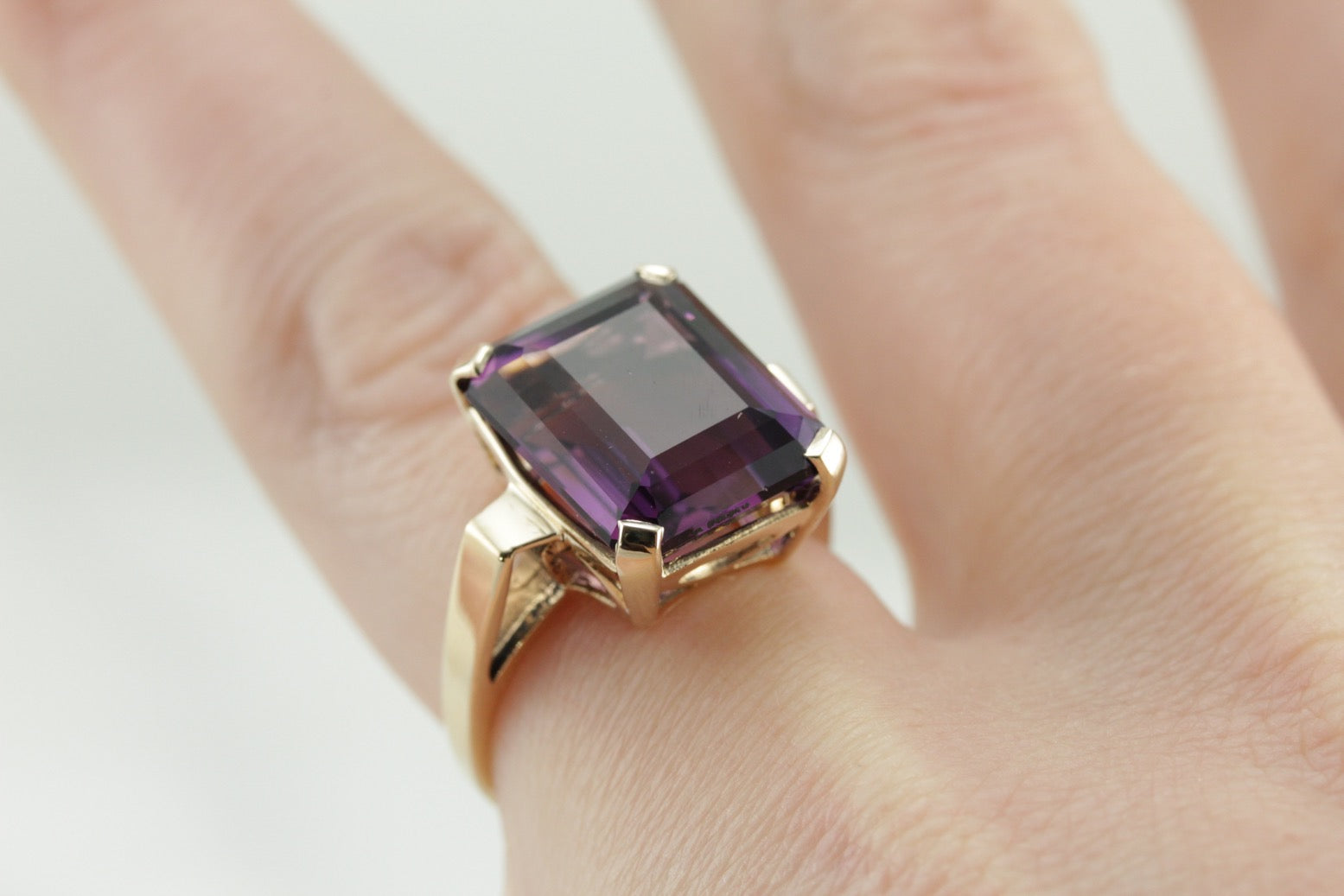 Mid Century Modern Amethyst Statement Ring