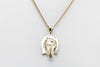 Horse and Horseshoe Pendant, Equestrian Good Luck Pendant in Yellow and White Gold, Beautifully Detailed for your Cowgirl!