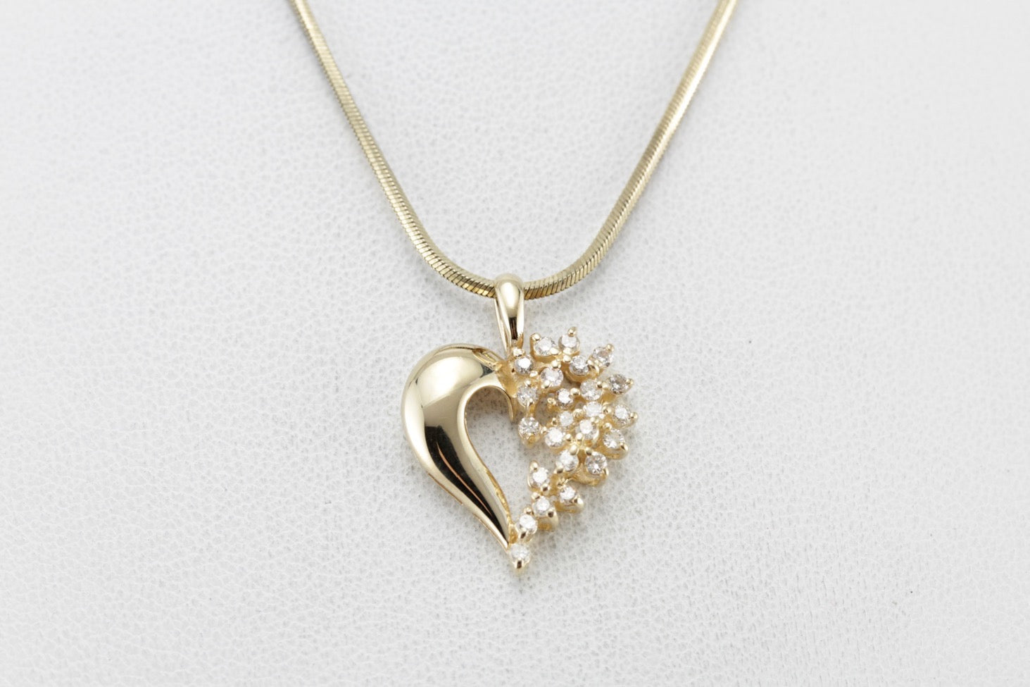 Diamond Waterfall of Love, Diamond Heart Pendant, Anniversary Pendant in Yellow Gold, Polished Pendant