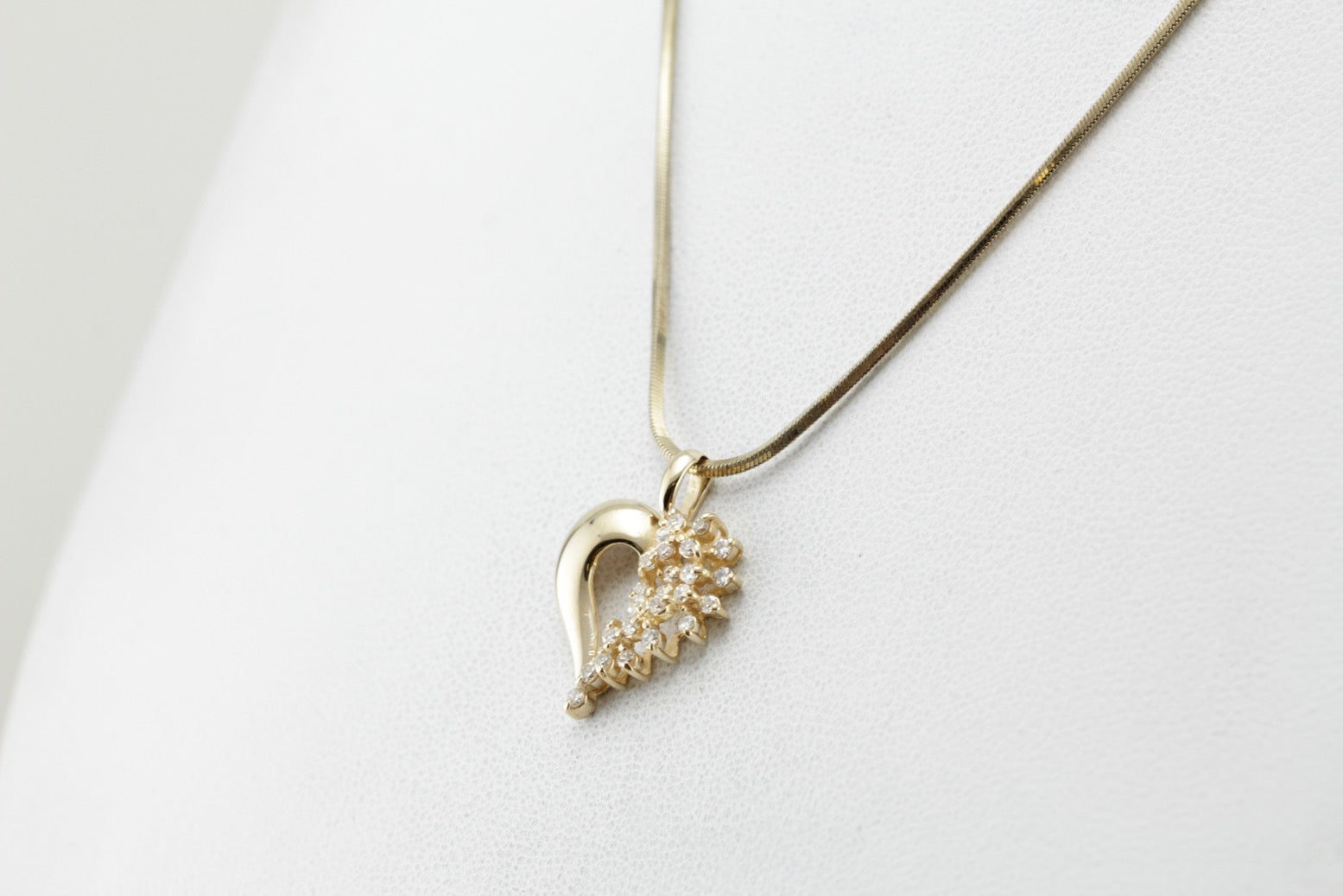 Diamond Waterfall of Love, Diamond Heart Pendant, Anniversary Pendant in Yellow Gold, Polished Pendant