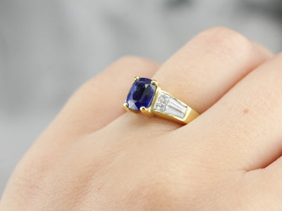 Collector's Quality Ceylon Sapphire and Green Gold Engagement Ring