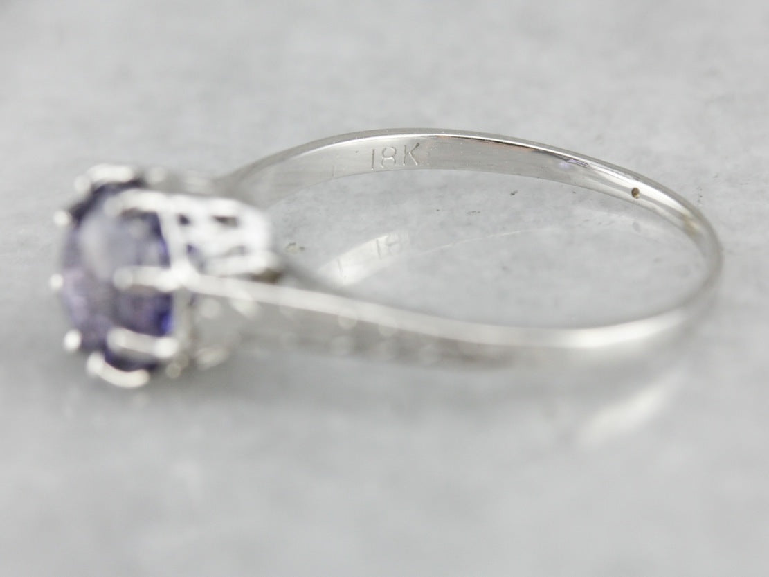 Aubergine Sapphire Art Deco Engagement Ring