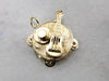 Tambourine, Guitar, and Hat Charm or Pendant in Yellow Gold, Traveling Bluesman, Mississippi Delta Blues