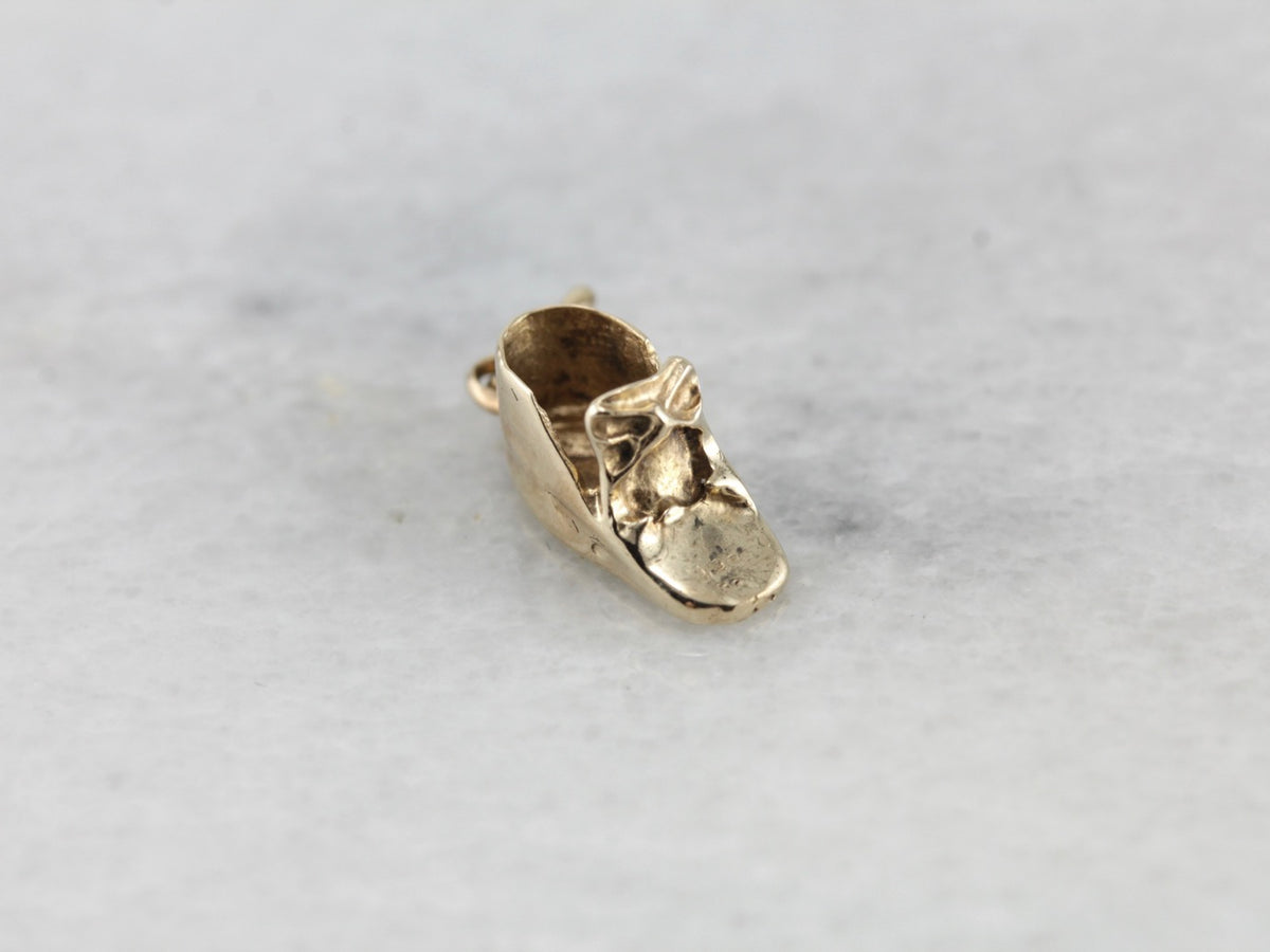 Sweet Vintage Baby Shoe Charm in Yellow Gold