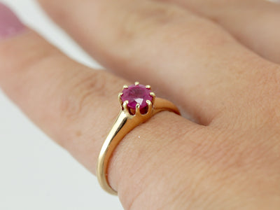 Victorian Pink Sapphire Solitaire Engagement Ring