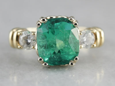 Colombian Emerald Diamond Engagement Ring