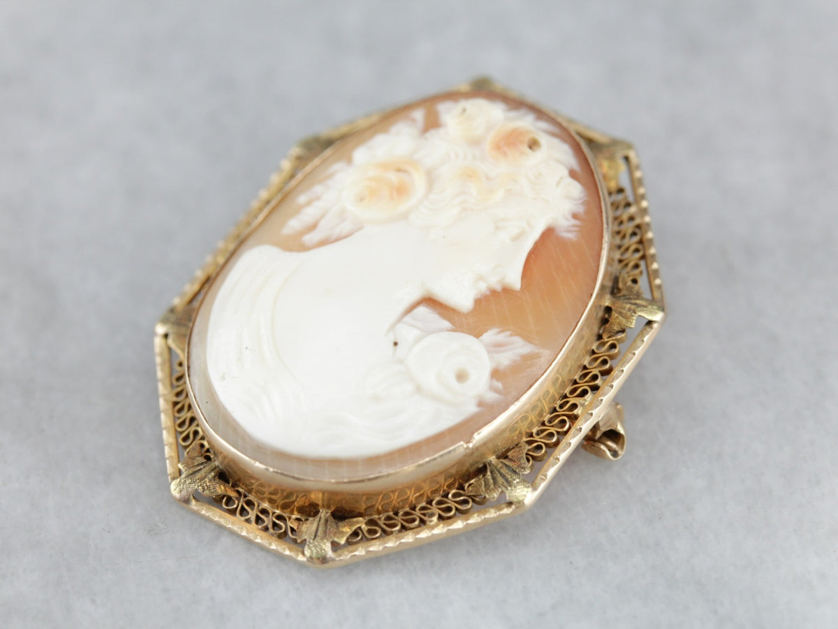 Colgante o broche de filigrana de cameo vintage