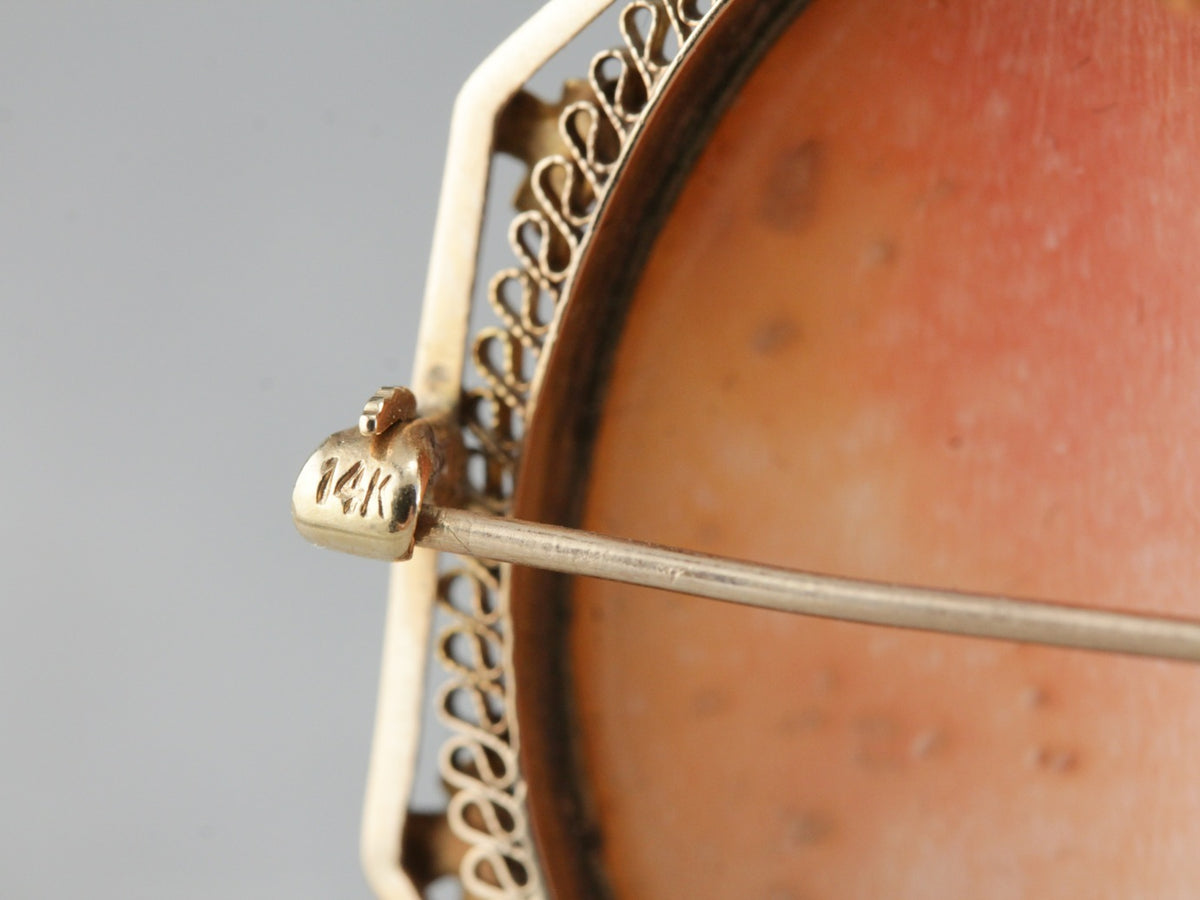 Colgante o broche de filigrana de cameo vintage