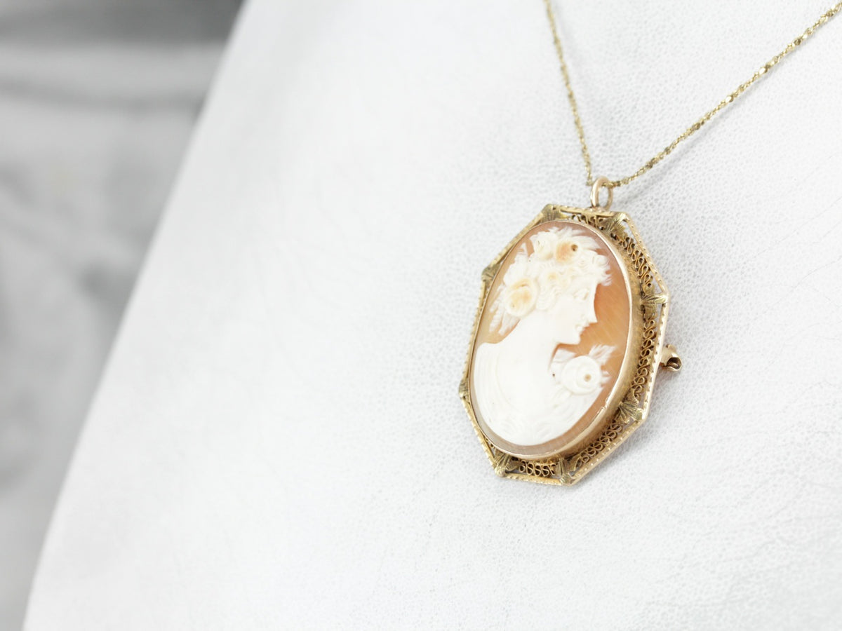 Colgante o broche de filigrana de cameo vintage