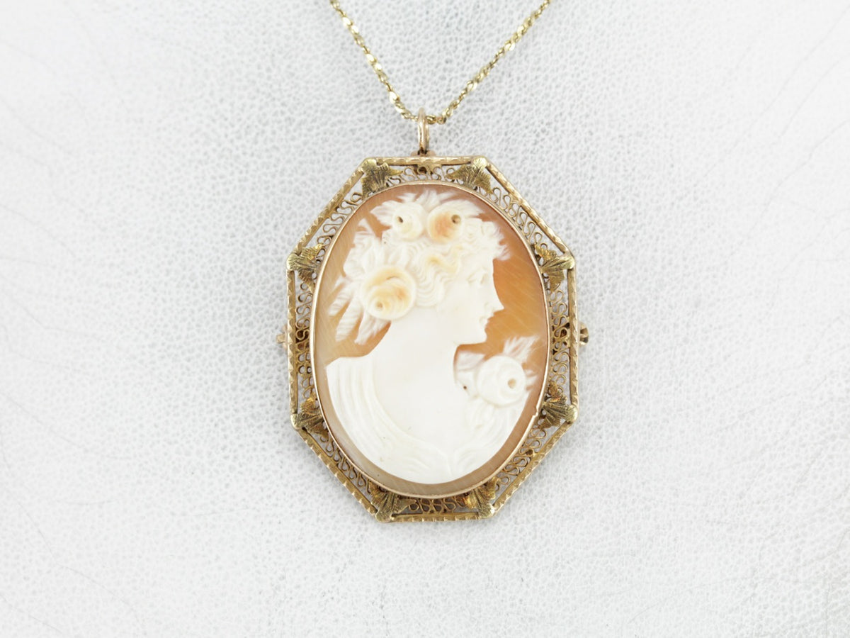 Colgante o broche de filigrana de cameo vintage