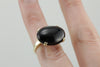 Vintage Black Coral Cocktail Ring in Green Gold