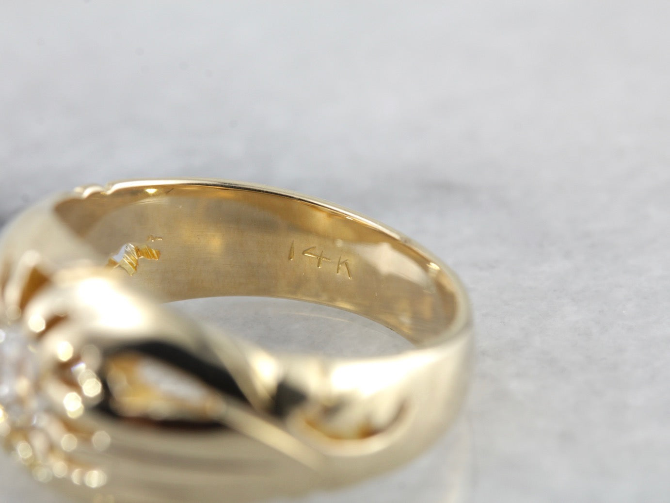 Bold Old Mine Cut Diamond Solitaire Engagement Ring