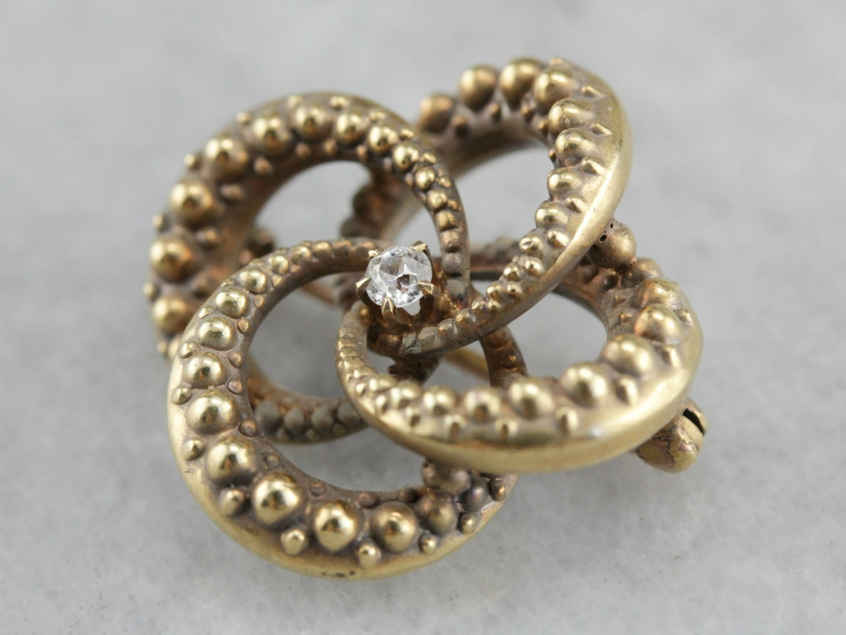 Victorian Old Mine Cut Diamond Love Knot Pin