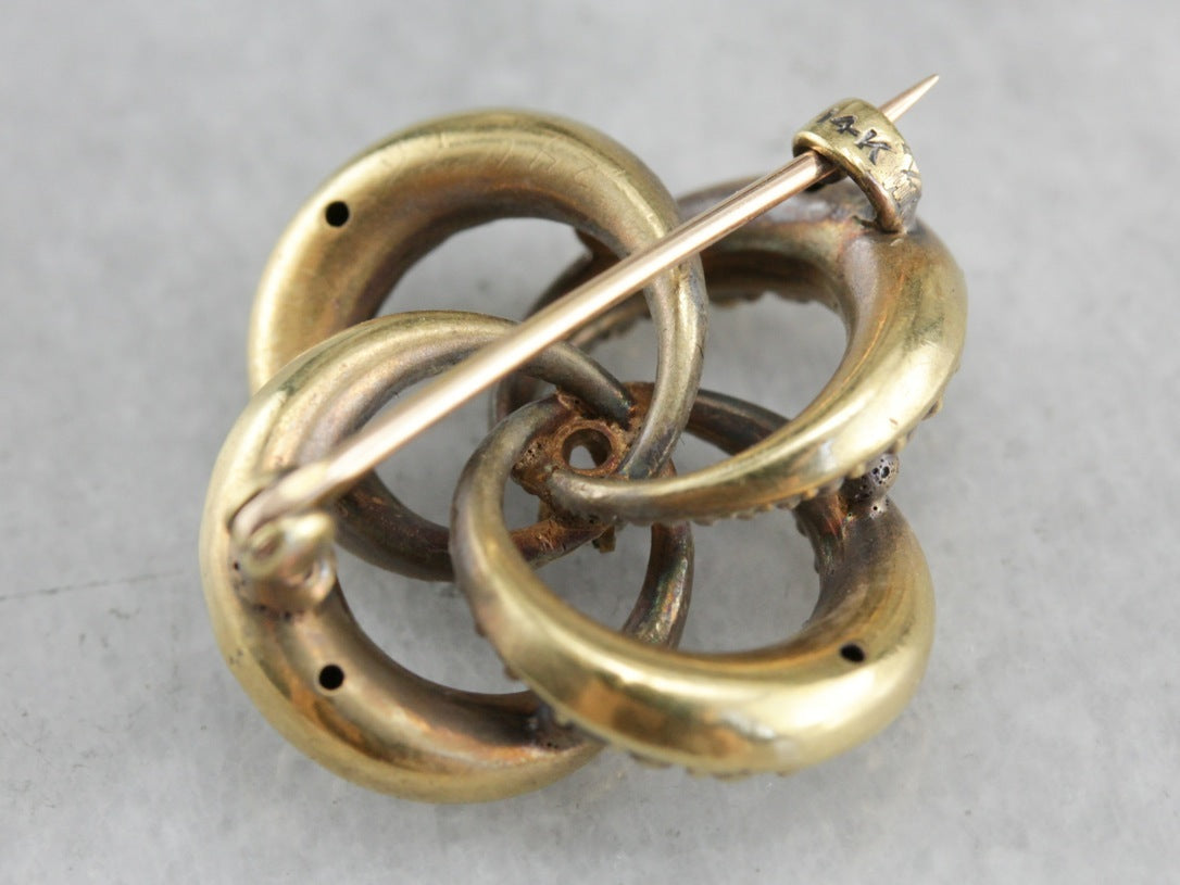 Victorian Old Mine Cut Diamond Love Knot Pin