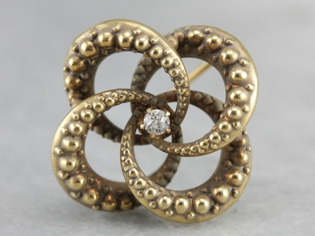 Victorian Old Mine Cut Diamond Love Knot Pin