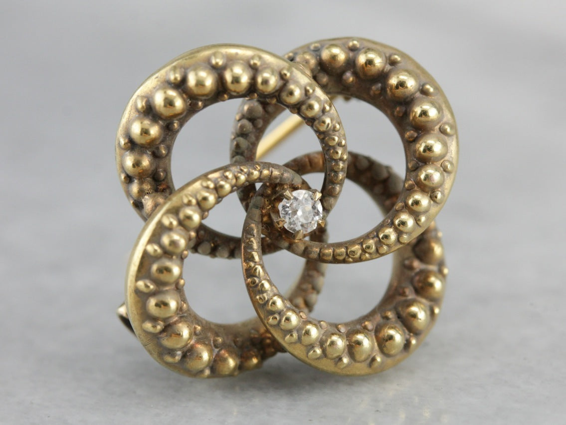 Victorian Old Mine Cut Diamond Love Knot Pin
