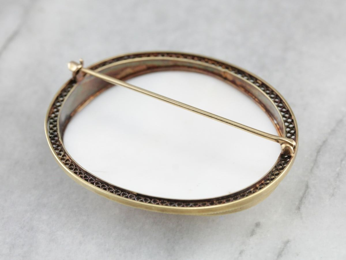 Exquisite Bird and Floral Bouquet Cameo Brooch