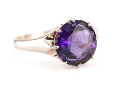Amethyst Solitaire Ring in The Woodman Setting by Elizabeth Henry