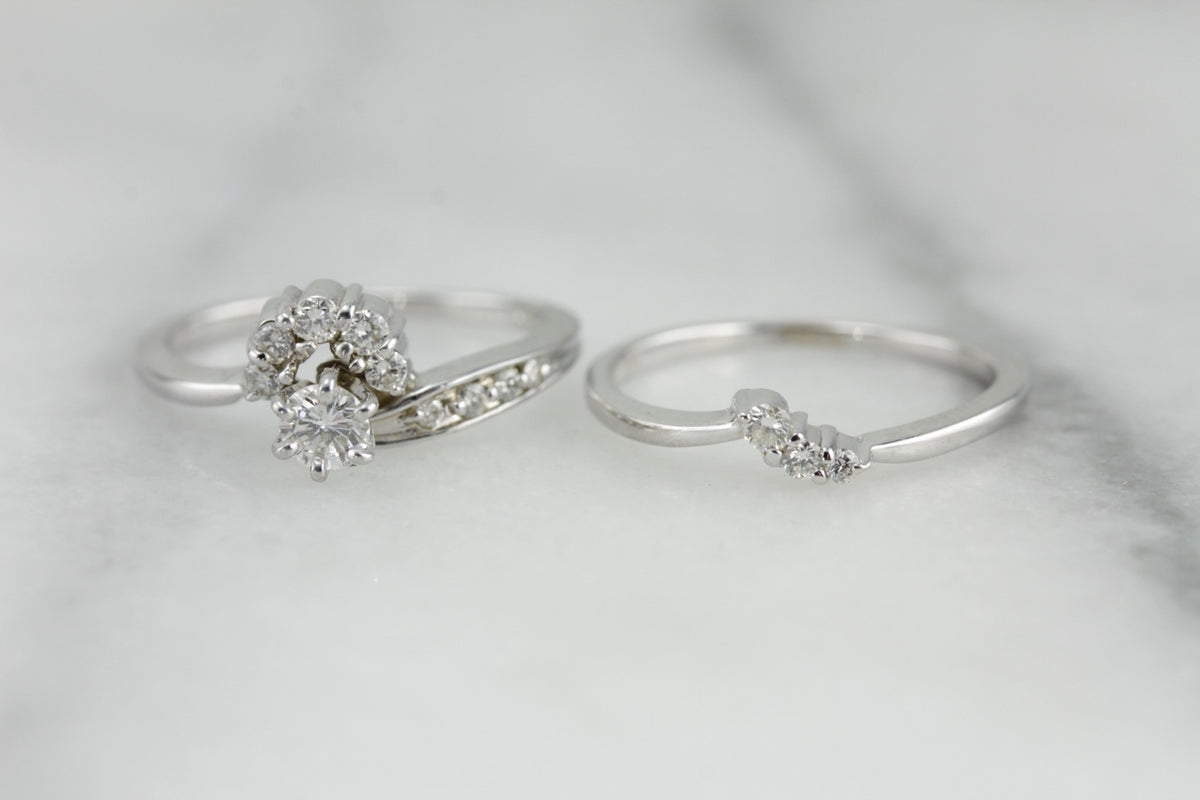 Unique Diamond Engagement and Wedding Band Set