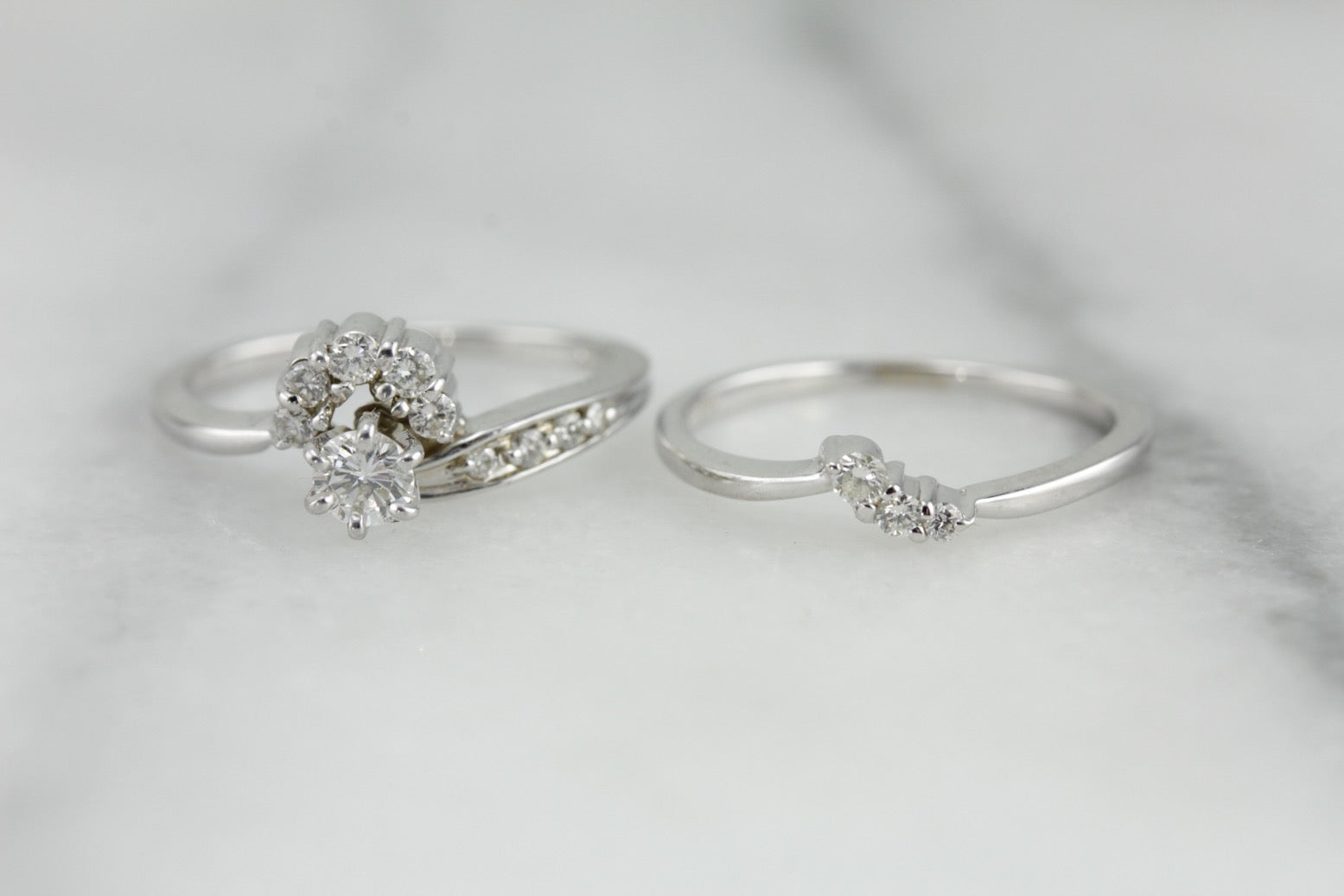 Unique Diamond Engagement and Wedding Band Set