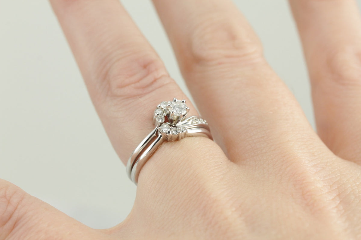 Unique Diamond Engagement and Wedding Band Set