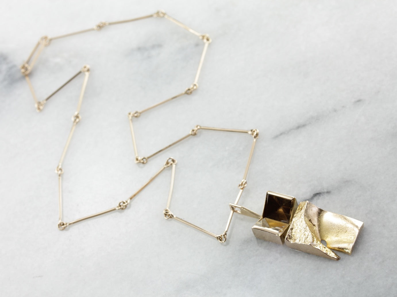 Finnish Modernist Necklace with Abstract Quartz Pendant