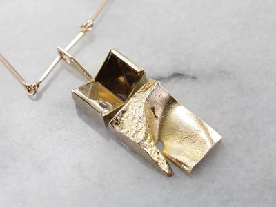 Finnish Modernist Necklace with Abstract Quartz Pendant