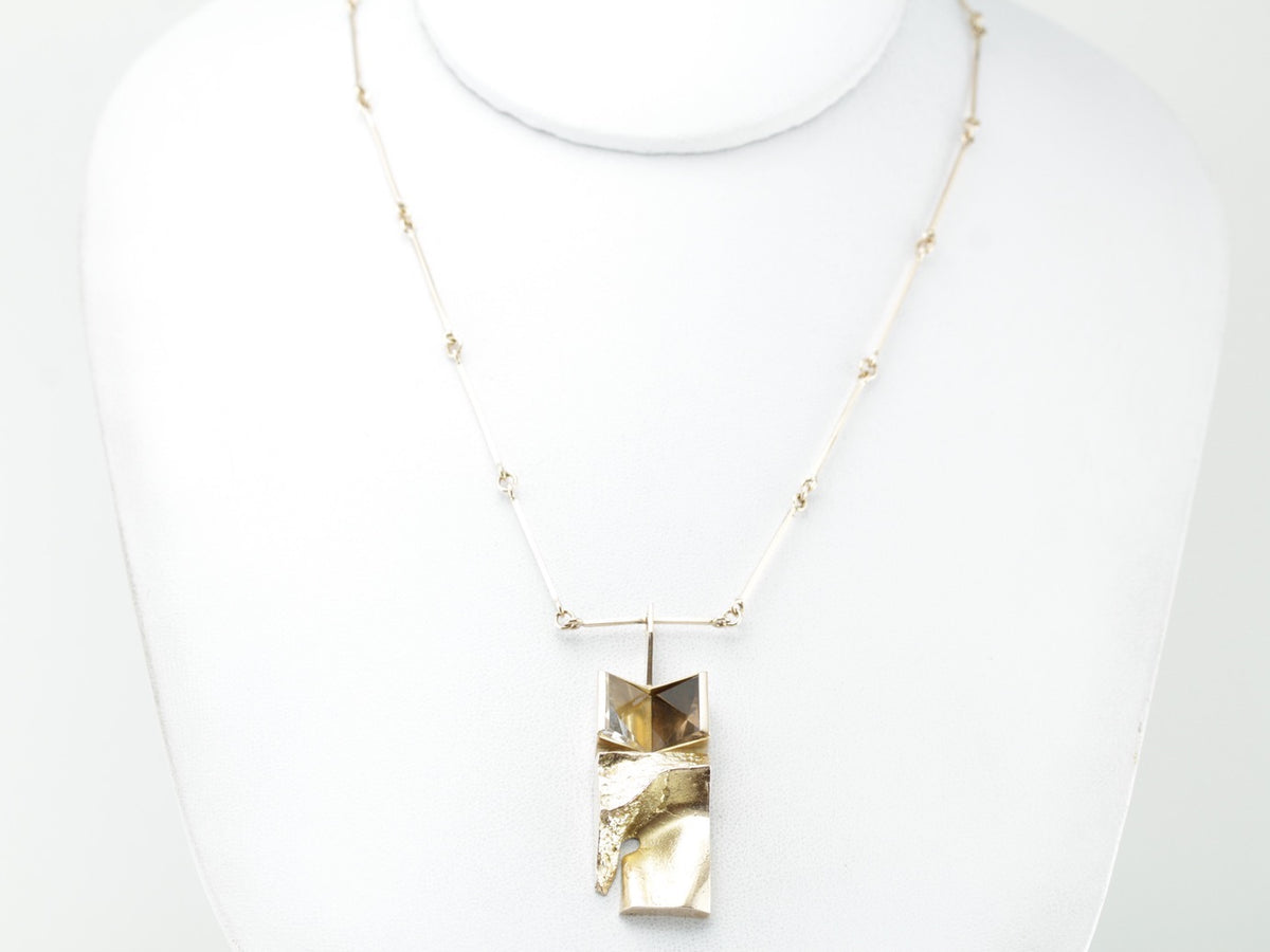 Finnish Modernist Necklace with Abstract Quartz Pendant