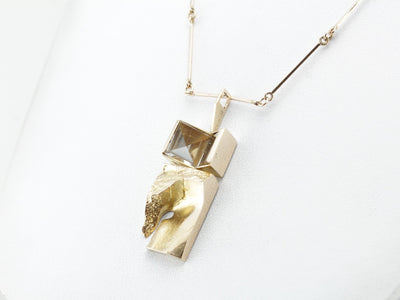 Finnish Modernist Necklace with Abstract Quartz Pendant