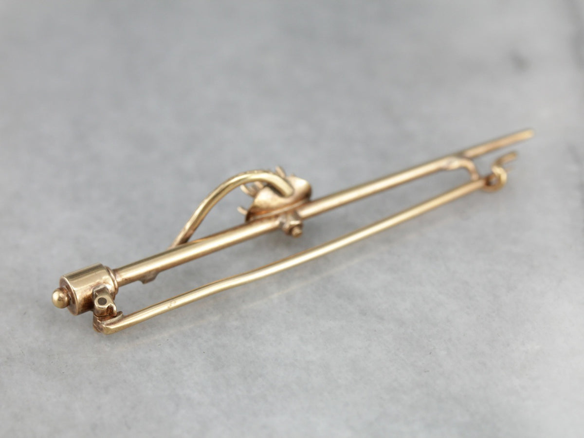 Victorian Bar Pin with Simple Flower and Diamond