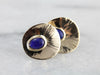 Modern Oval Lapis Stud Earrings Crafted in Yellow Gold