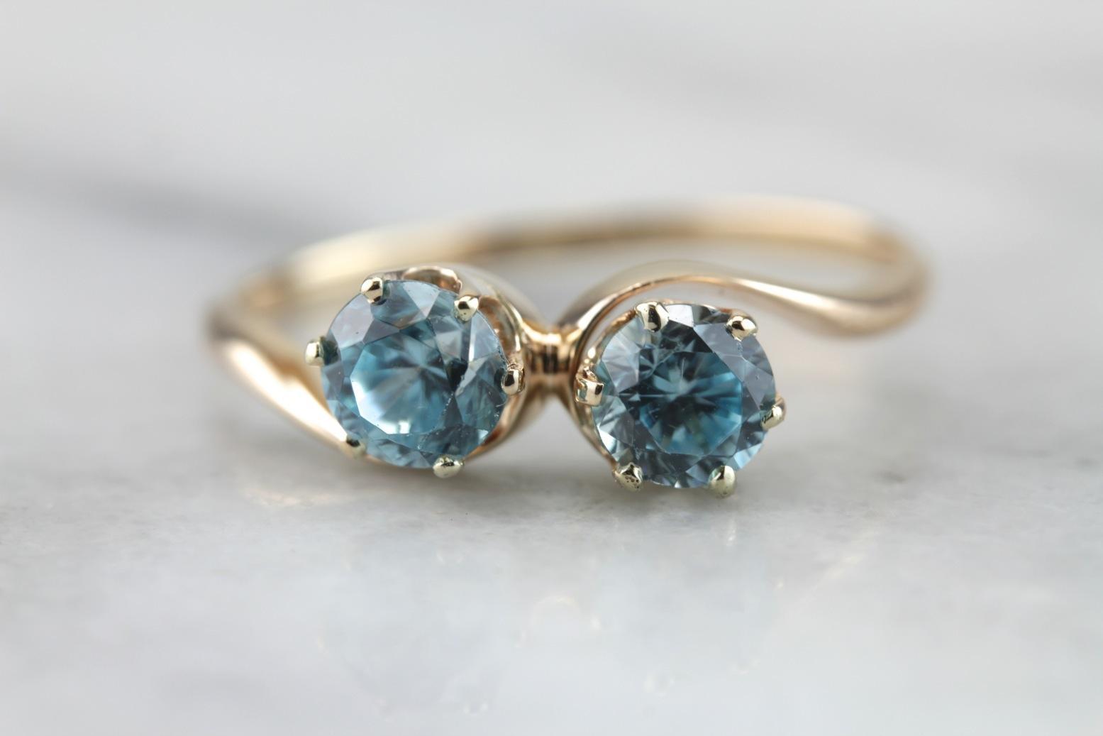 Blue Zircon Bypass Ring