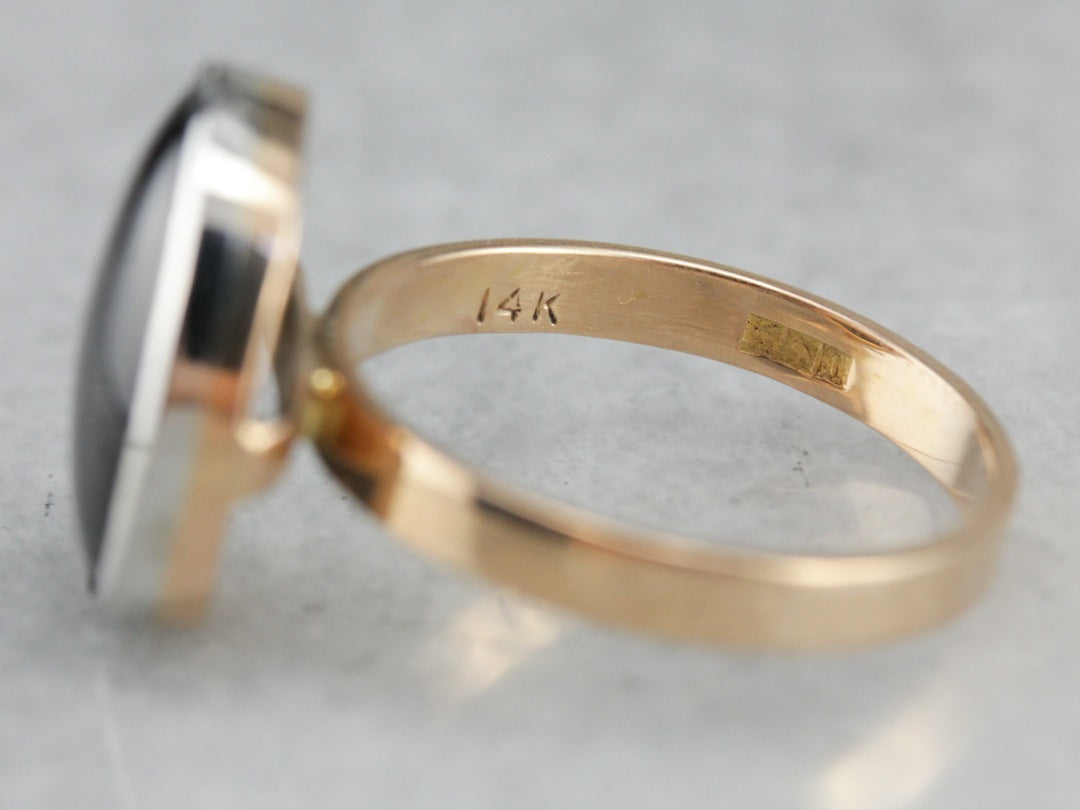 Cat's Eye Sillimanite Solitaire in Rose Gold and Platinum