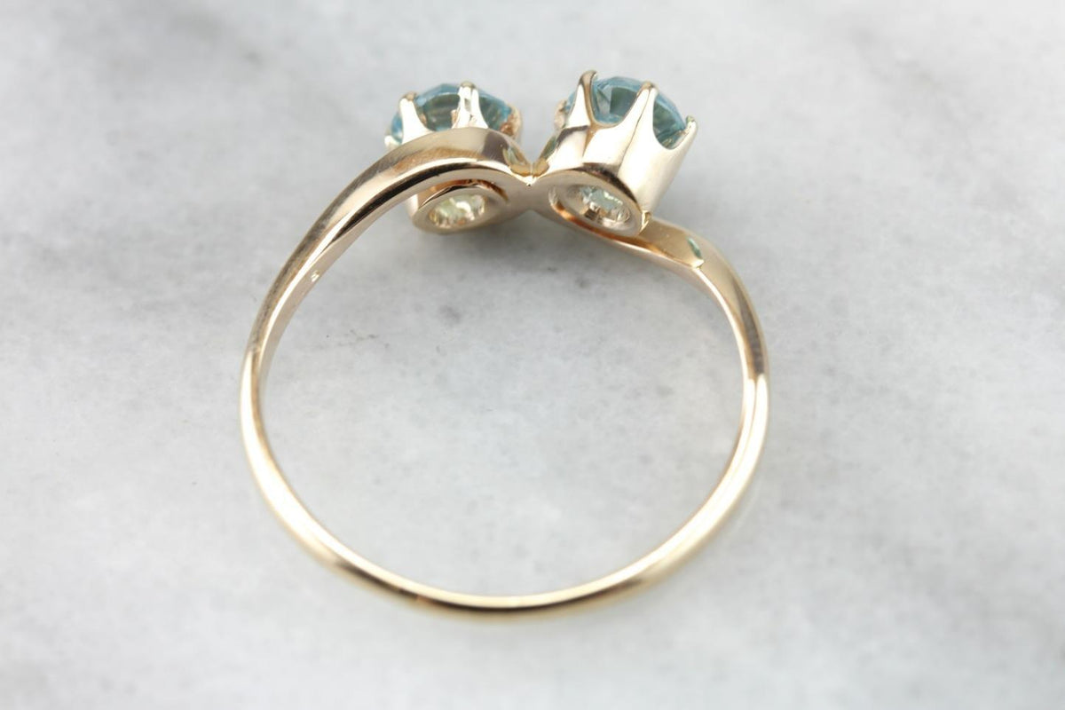 Blue Zircon Bypass Ring