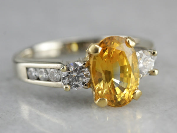 14KY Gold 3.04 Ct Oval Yellow Sapphire Ring with Diamonds | Franzetti  Jewelers | Austin, TX