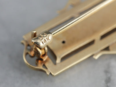 Victorian Old Mine Cut Diamond Gold Bar Pin