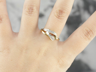 Free Form Abstract Ladies Diamond and Gold Ring