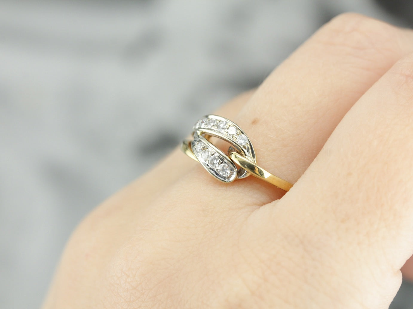 Free Form Abstract Ladies Diamond and Gold Ring
