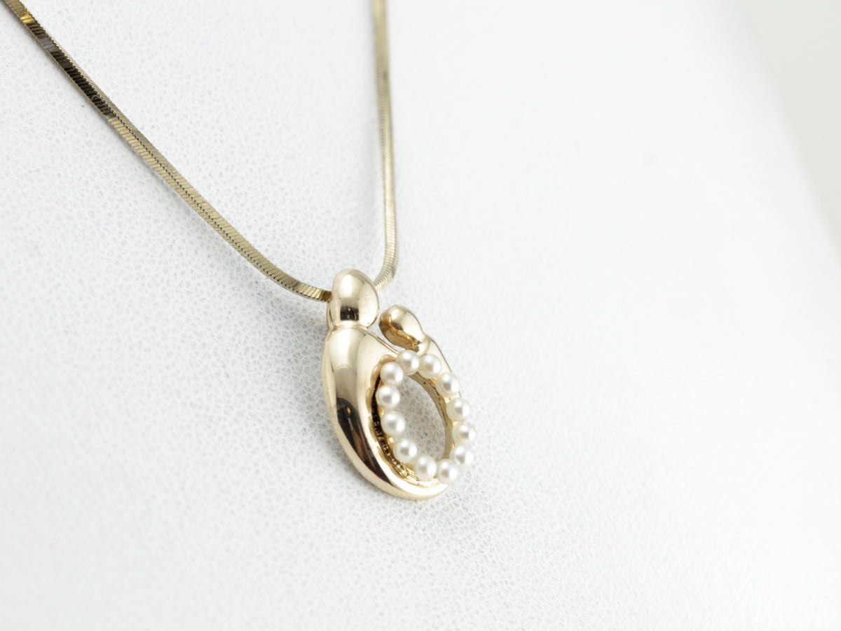 Mother and Child Pendant with Seed Pearl Addition