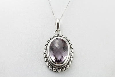 Bold Large Bohemian Amethyst Pendant in Sterling Silver, Affordable Statement Necklace