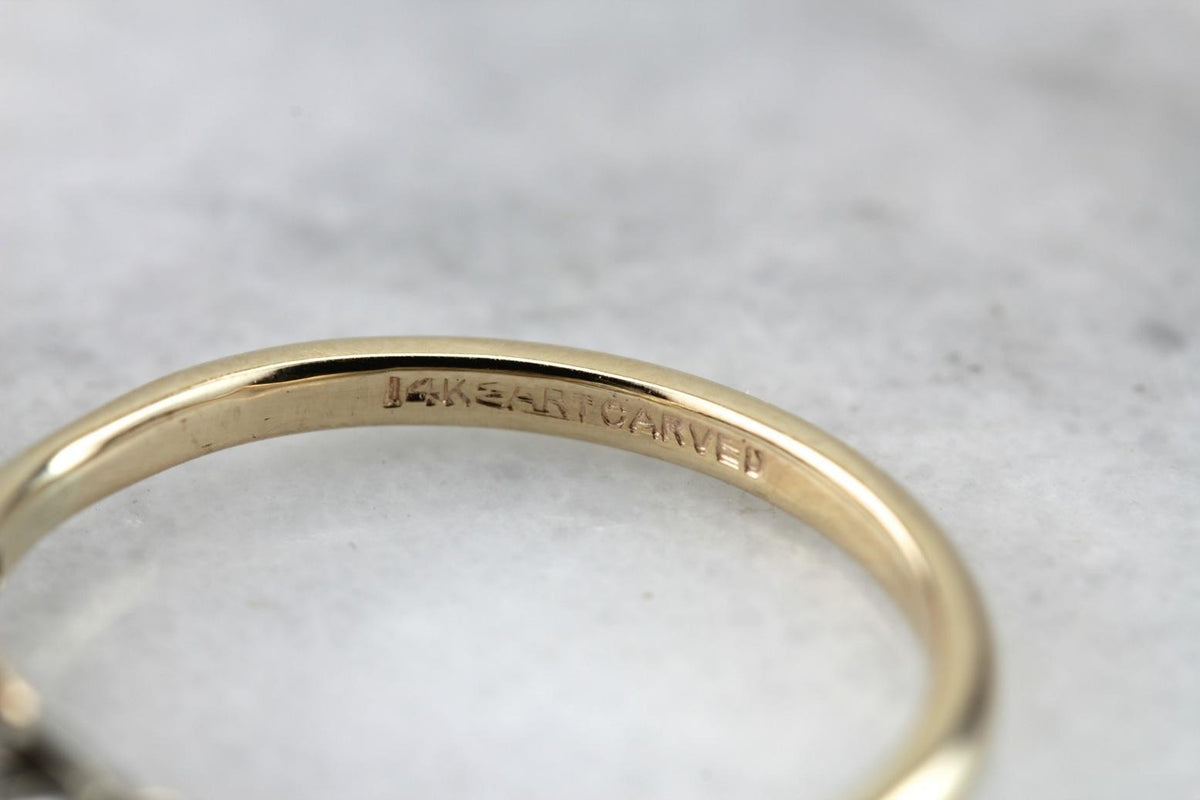 Stylish Simplicity: Retro Era Diamond Engagement Ring