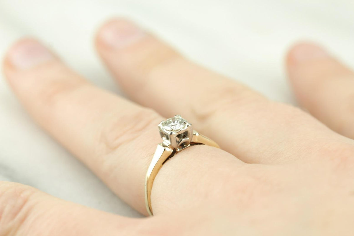 Stylish Simplicity: Retro Era Diamond Engagement Ring