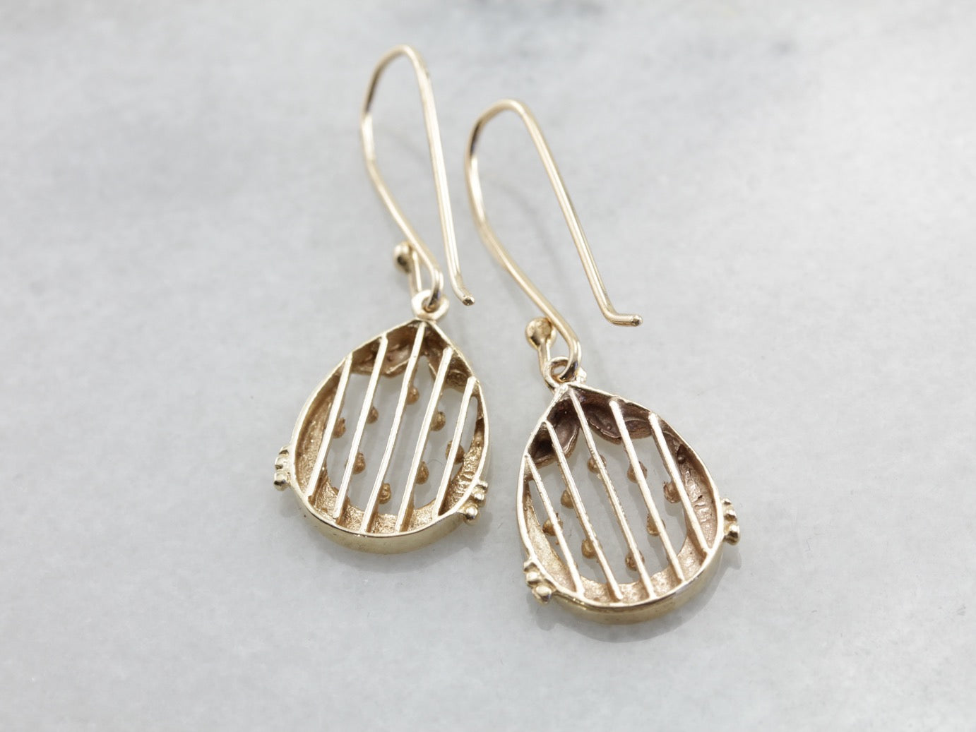 Long Gold Teardrop Dangle Earrings